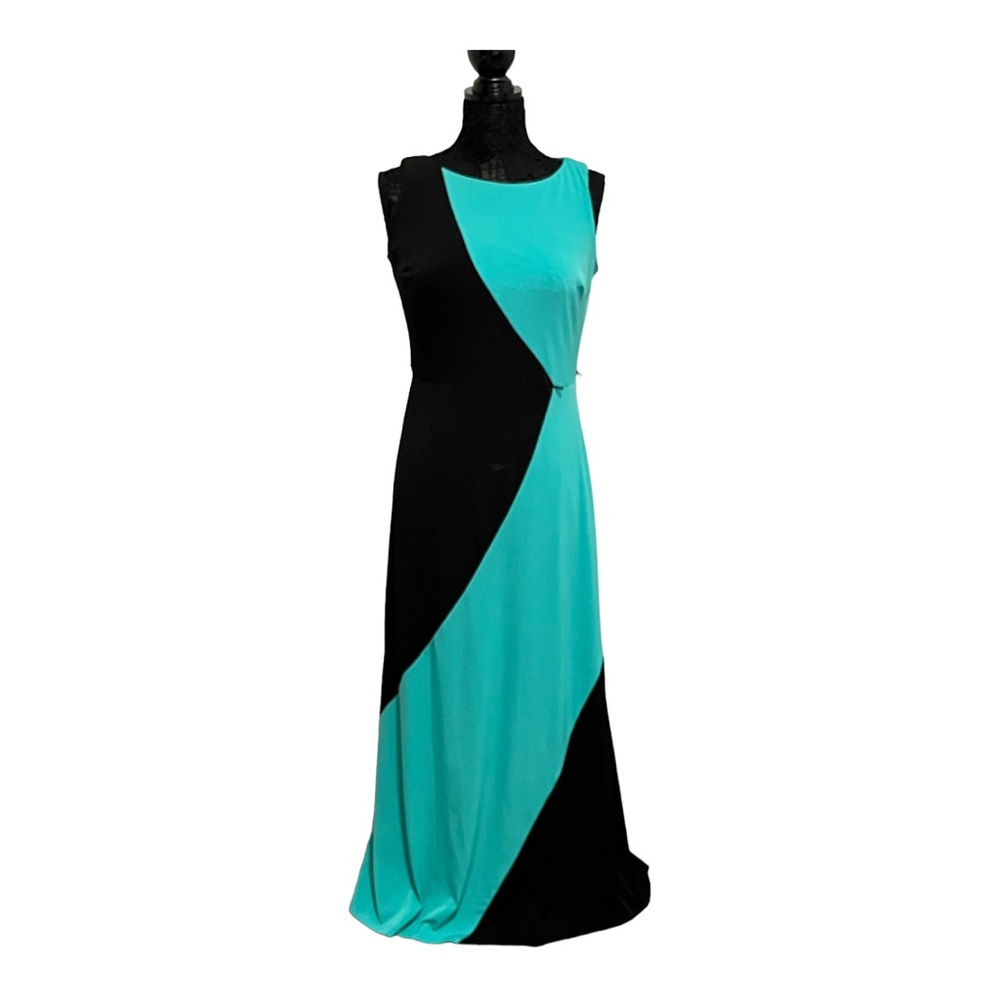 Color block maxi dress. Studio One. Black and teal. Size 6